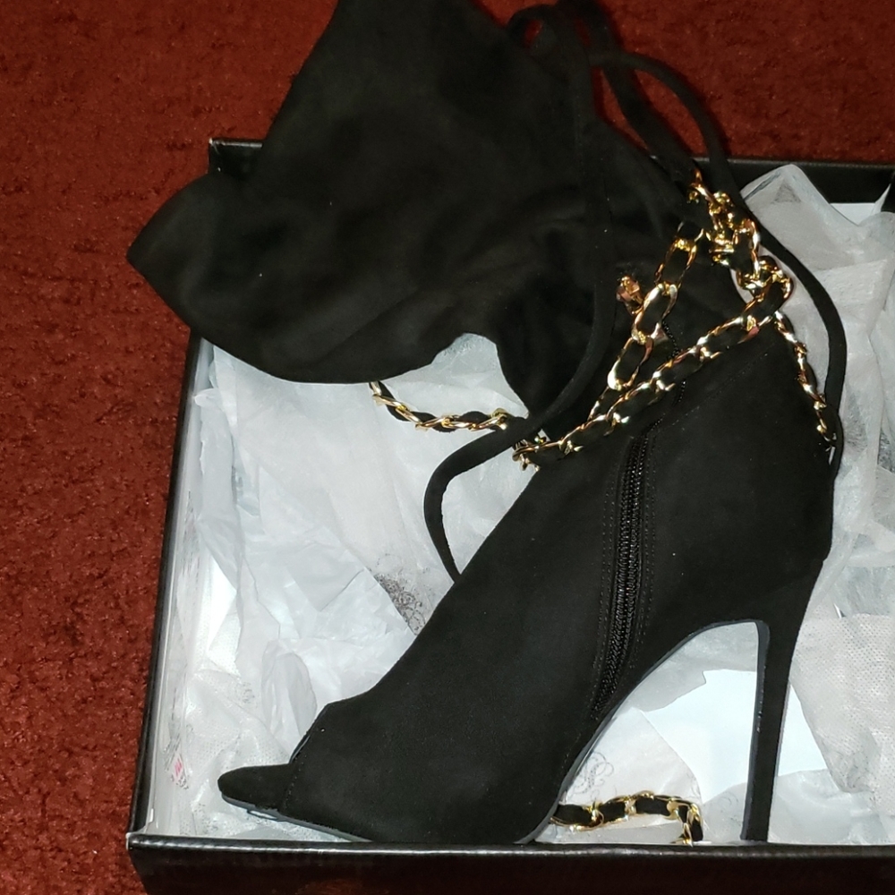 Peep Toe Calf Length Boots